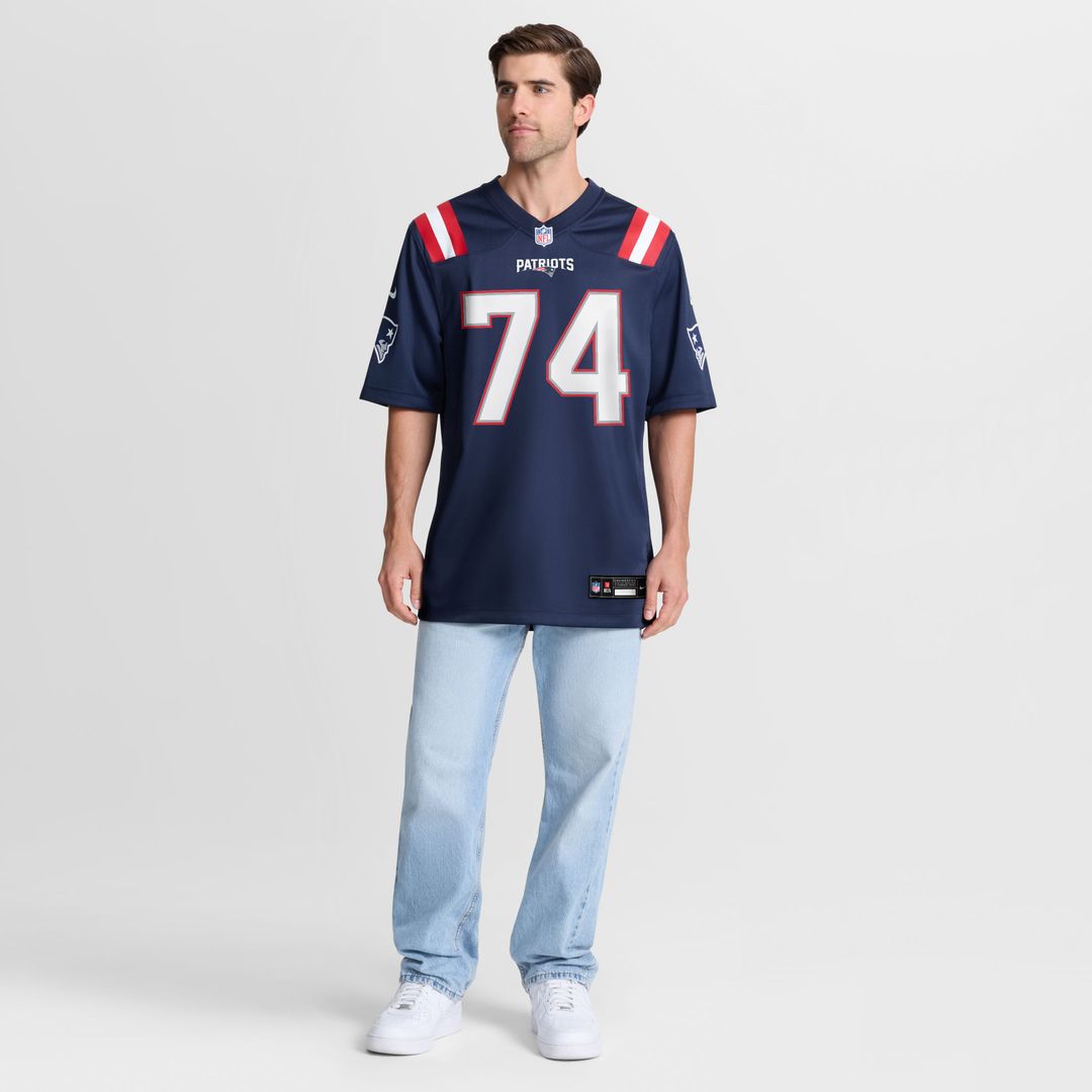 New England Patriots Caleb Lomu Nike Navy Game Jersey