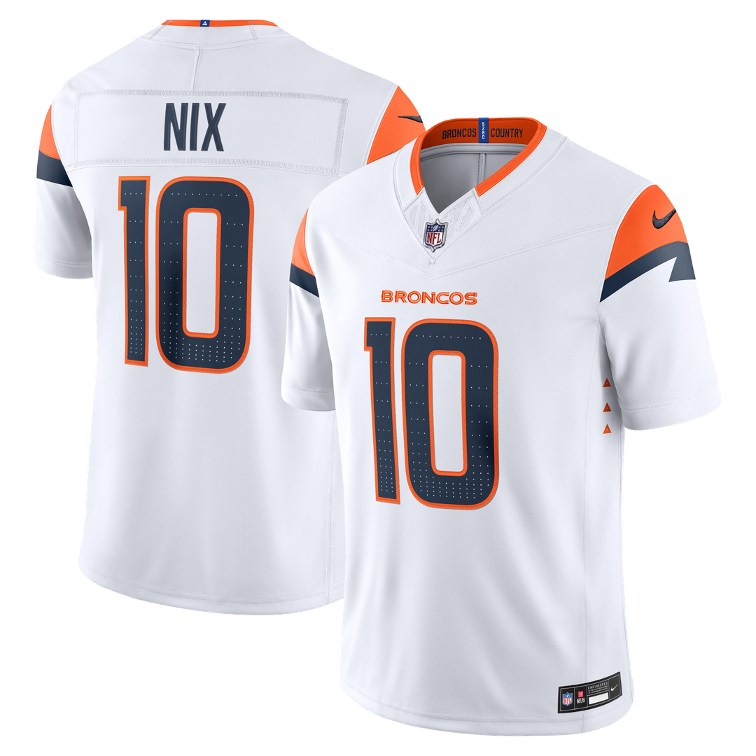 Denver Broncos Bo Nix Nike White Vapor FUSE Stitched Limited Jersey