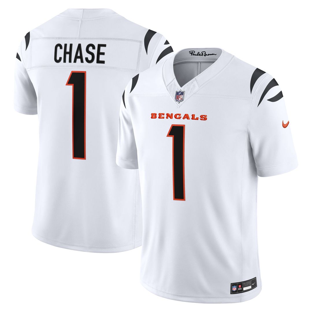 Cincinnati Bengals Ja'Marr Chase Nike White Vapor FUSE Stitched Limited Jersey