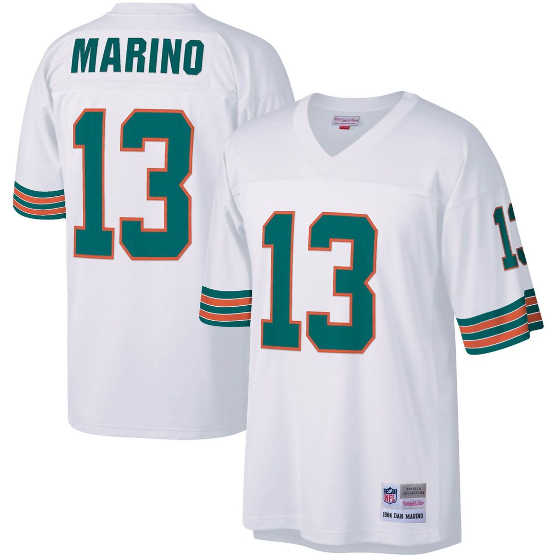 Miami Dolphins Dan Marino Mitchell & Ness White Big & Tall 1984 Retired Player Replica Jersey