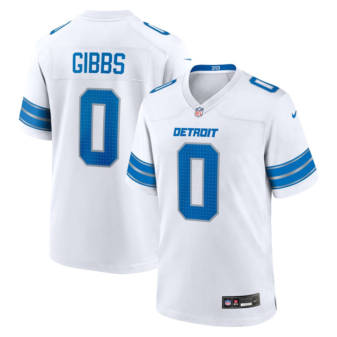 Detroit Lions Jahmyr Gibbs Nike White Game Jersey